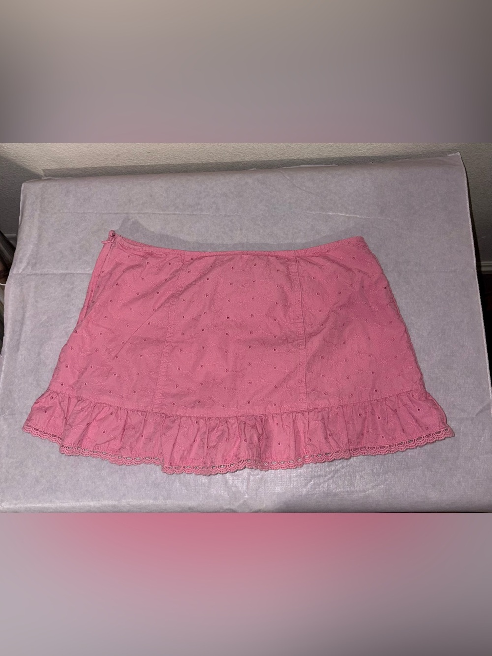 Kimchi Blue Rose Pink Eyelet Ruffle Skort